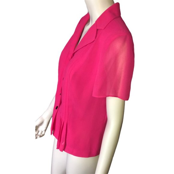 Danny and Nicole sheer dark pink blouse jacket shacket short sleeves Size 14 - Picture 2 of 11